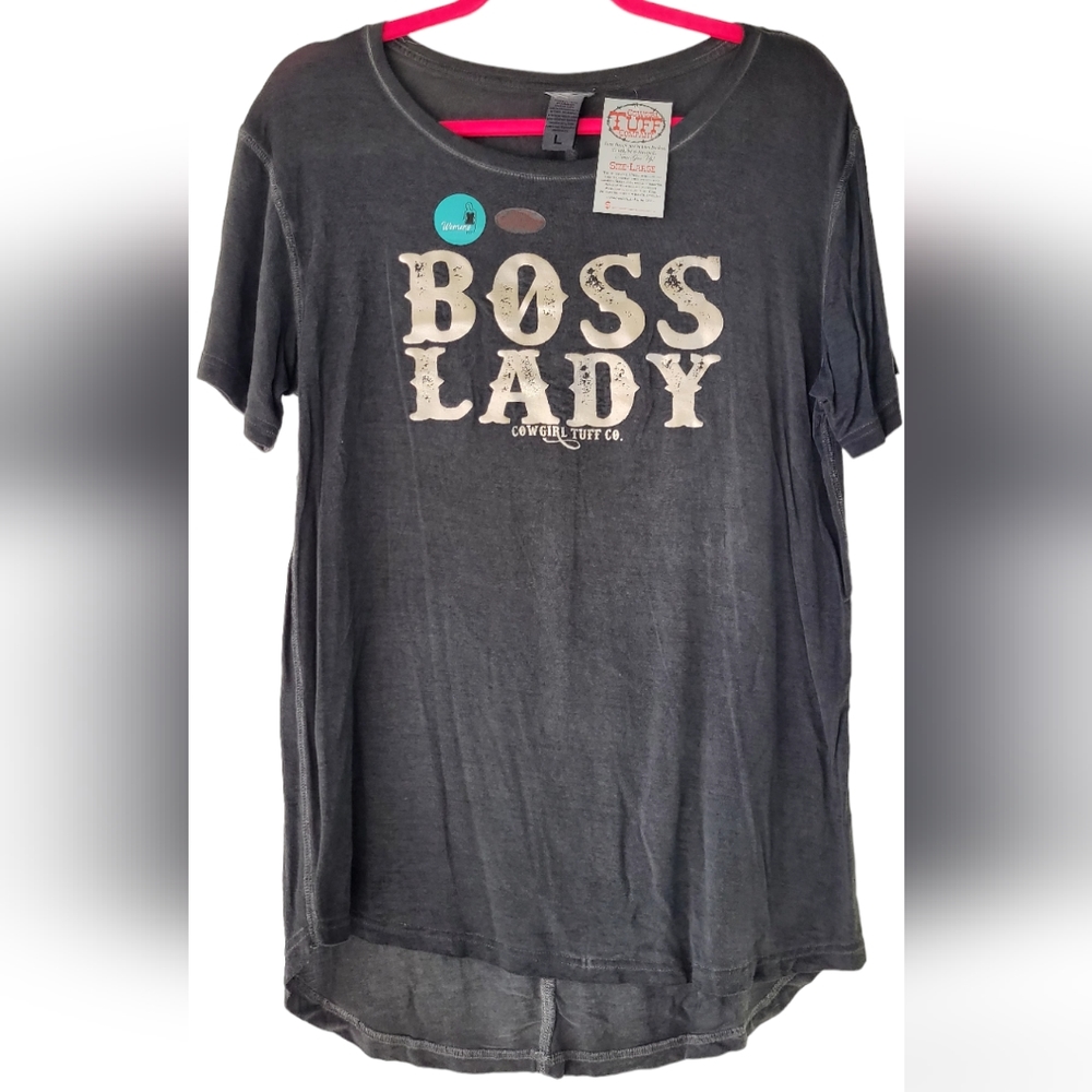 Cowgirl Tuff "Boss Lady" Grey Tee